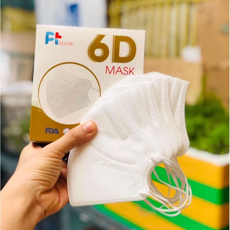 1 thùng 50 hộp 500 cái khẩu trang 6d Pt mask, 5 lớp, nhiều màu sắt