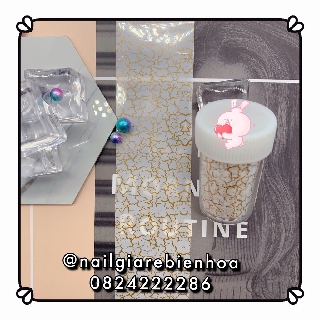 Foil nứt vân đá trắng đen trang trí móng