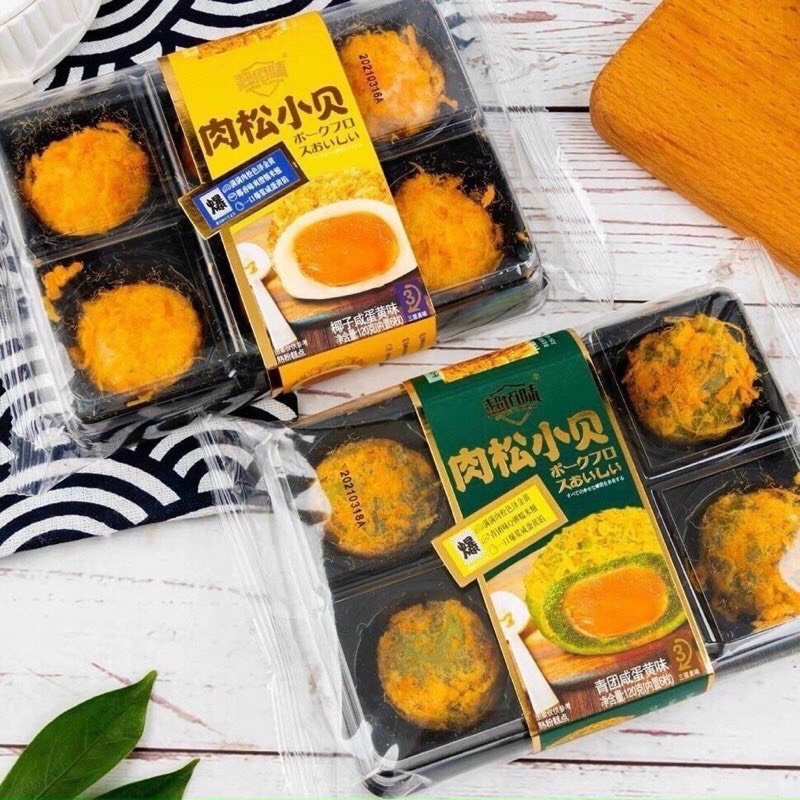Bánh mochi ruốc trà bông nhân trứng chảy khay 6 cái 2 Vị hot tiktok