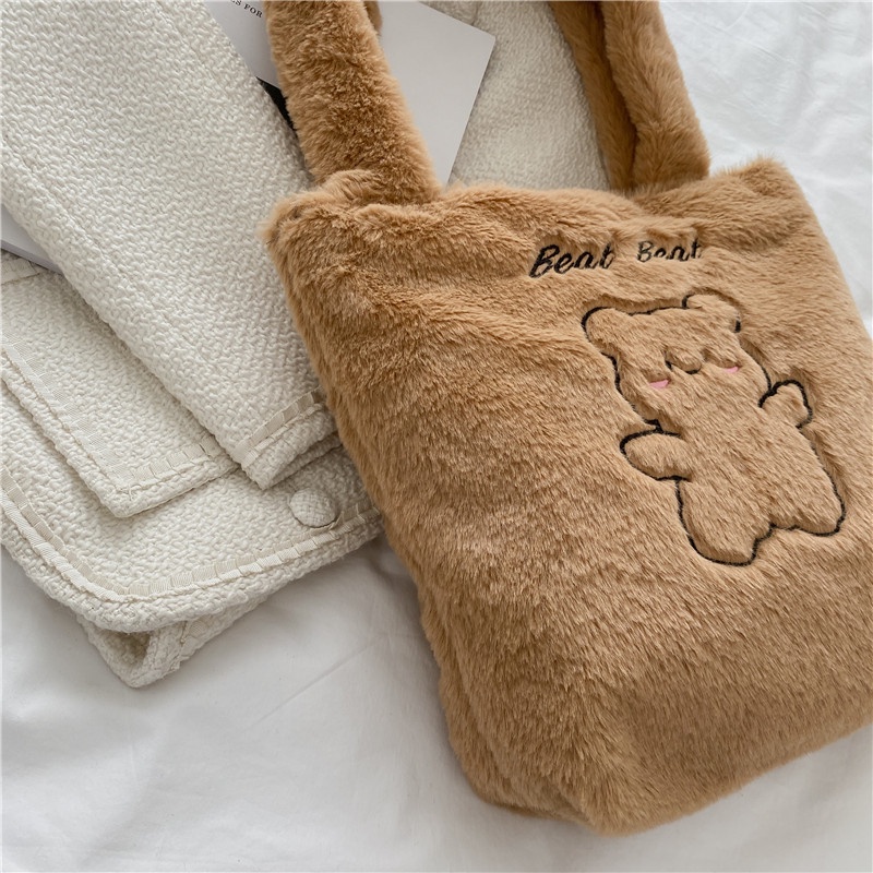 IELGY Túi tote Đeo Vai Vải Bông Hình Gấu Nhật Bản Sức Chứa Lớn Dễ Phối Đồ Cho Học Sinh