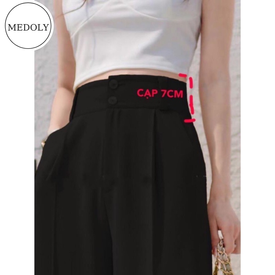 Quần ống suông rộng nữ lưng cạp 2 nút, quần tây ống xuông nữ phong các Hàn Quốc | BigBuy360 - bigbuy360.vn