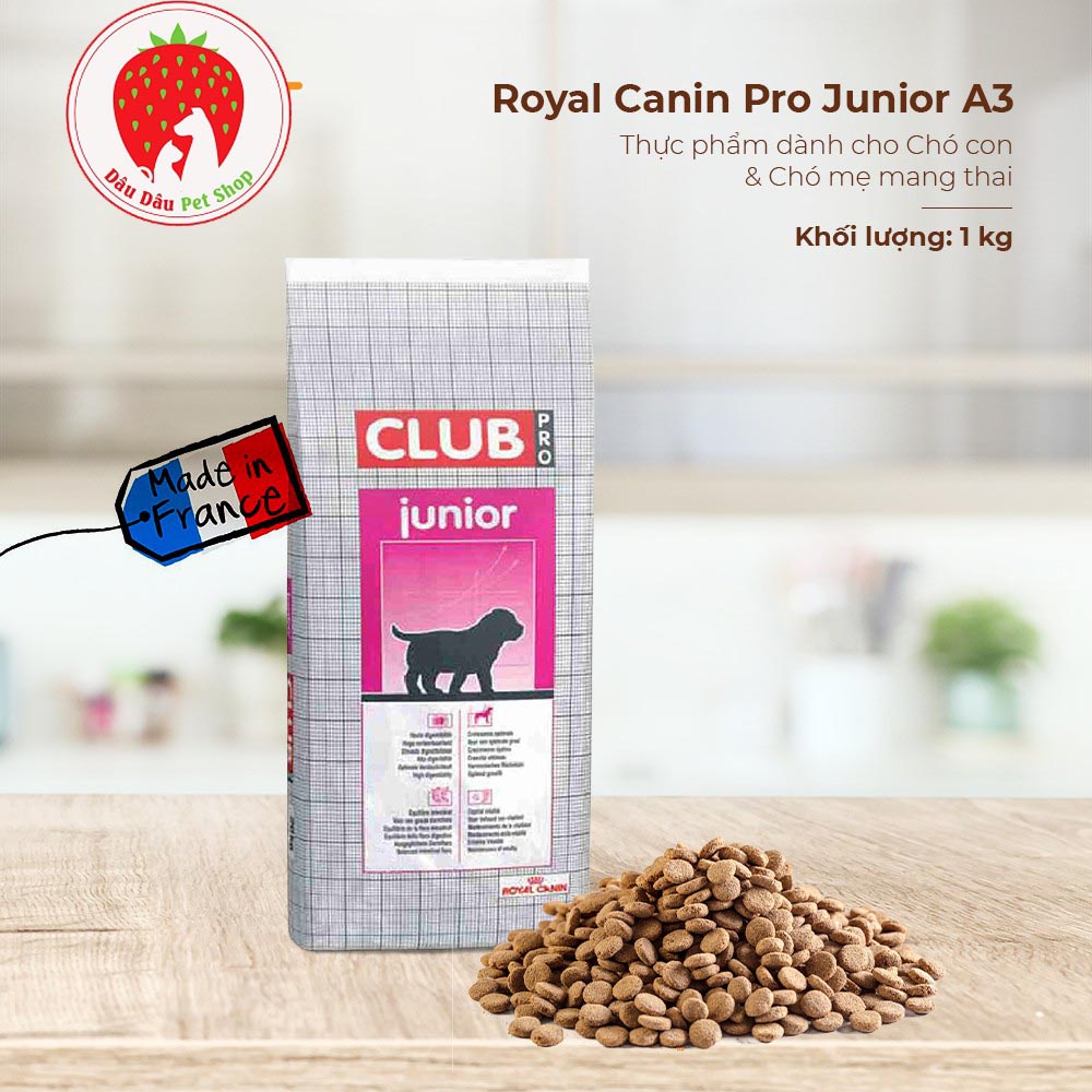 [ Bán sỉ ] THỨC ĂN CHÓ ROYAL CANIN A3 (GÓI 1KG CHIA LẺ)Thức ăn Clup Pro Junior( 1kg)