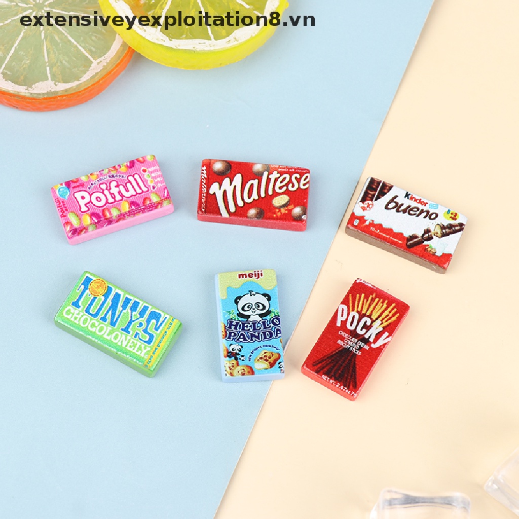 Bộ 5 Mô Hình Kẹo / Socola / Snacks / Đồ Ăn Vặt Mini Trang Trí Nhà Búp Bê