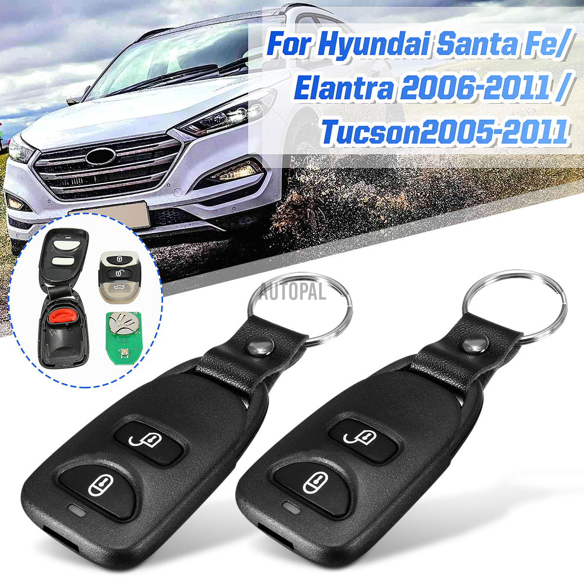 Chìa Khóa Điều Khiển Từ Xa 2 Nút 315mhz Thay Thế Cho Hyundai Elantra Santa Fe Tucson Xiaoyi1 1pc