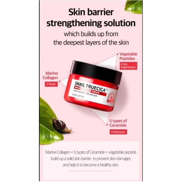 [Kem Dưỡng] Some By Mi Snail Truecica Miracle Repair Cream ( Chiết Xuất Dịch Ốc Sên PHỤC HỒI DA )