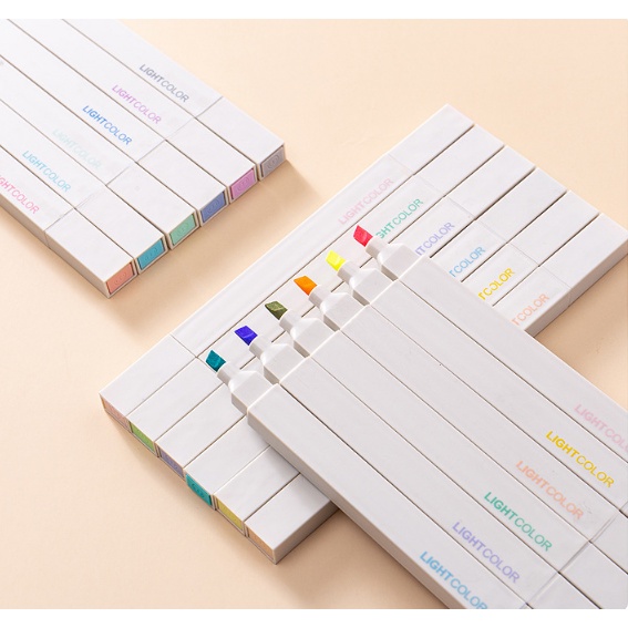 Bút highlight pastel 2 đầu, bút đánh dấu bút nhớ Light Color trang trí sổ bullet journal