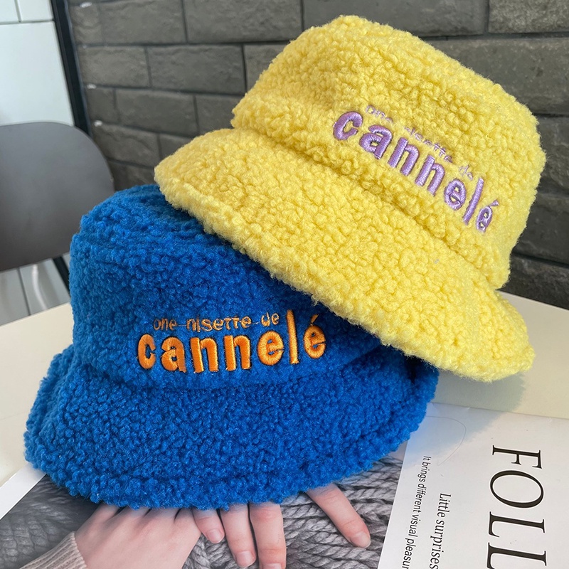 Mũ Bucket Lông Cừu Chống Gió Giữ Ấm Mùa Thu Đông Phong Cách Hàn Quốc Cho Bé