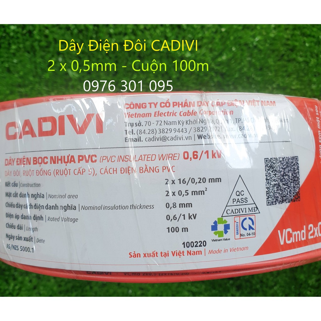 Dây Điện ĐÔI [cadivi] - Cuộn 100m VCmd / 2x0.5 - 2x0.75 - 2x1.0 - 2x1.5 (mm)