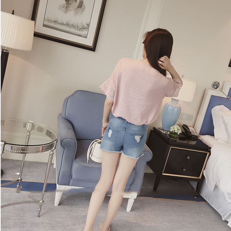 Áo IELGY chiffon tay ngắn cổ chữ v màu trơn thời trang dành cho nữ