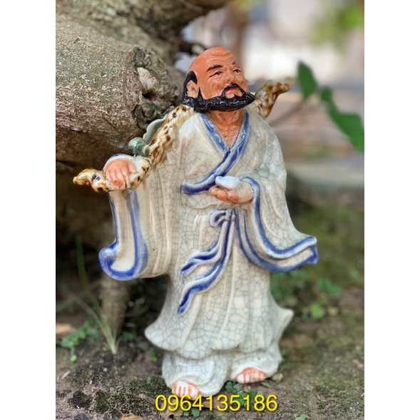 Tượng đạt ma sư tổ h19 cm men rạn gốm sứ Bát Tràng