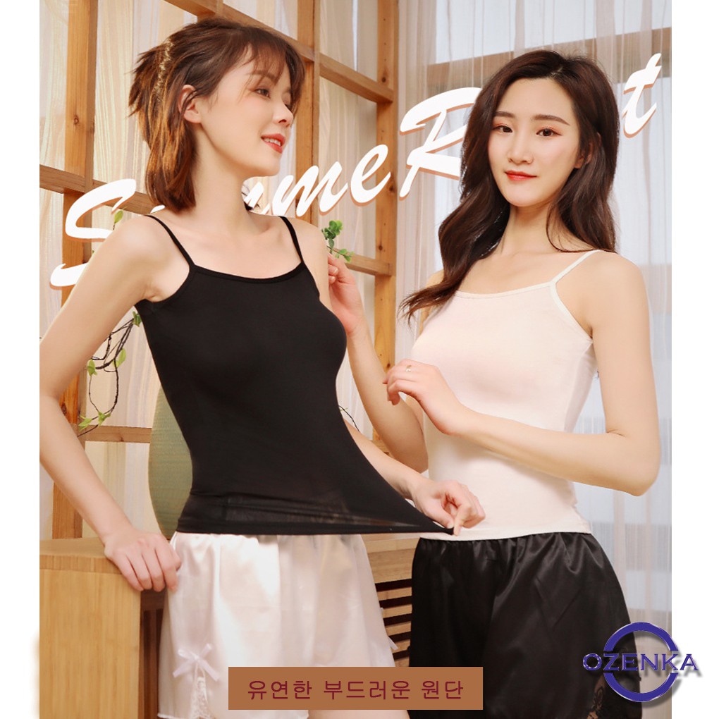 [ Mã FADIRECT5K giảm 5K đơn bất kỳ] Áo 2 dây đẹp croptop chất cotton lụa mịn mát 2 màu đen trắng size m l OZENKA AD 212