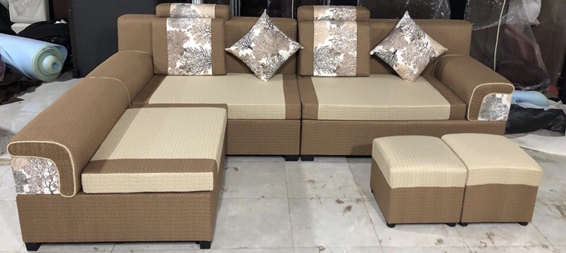 Sofa nỉ 3 tay (Tặng bàn kính + 2 đôn 2 gối)