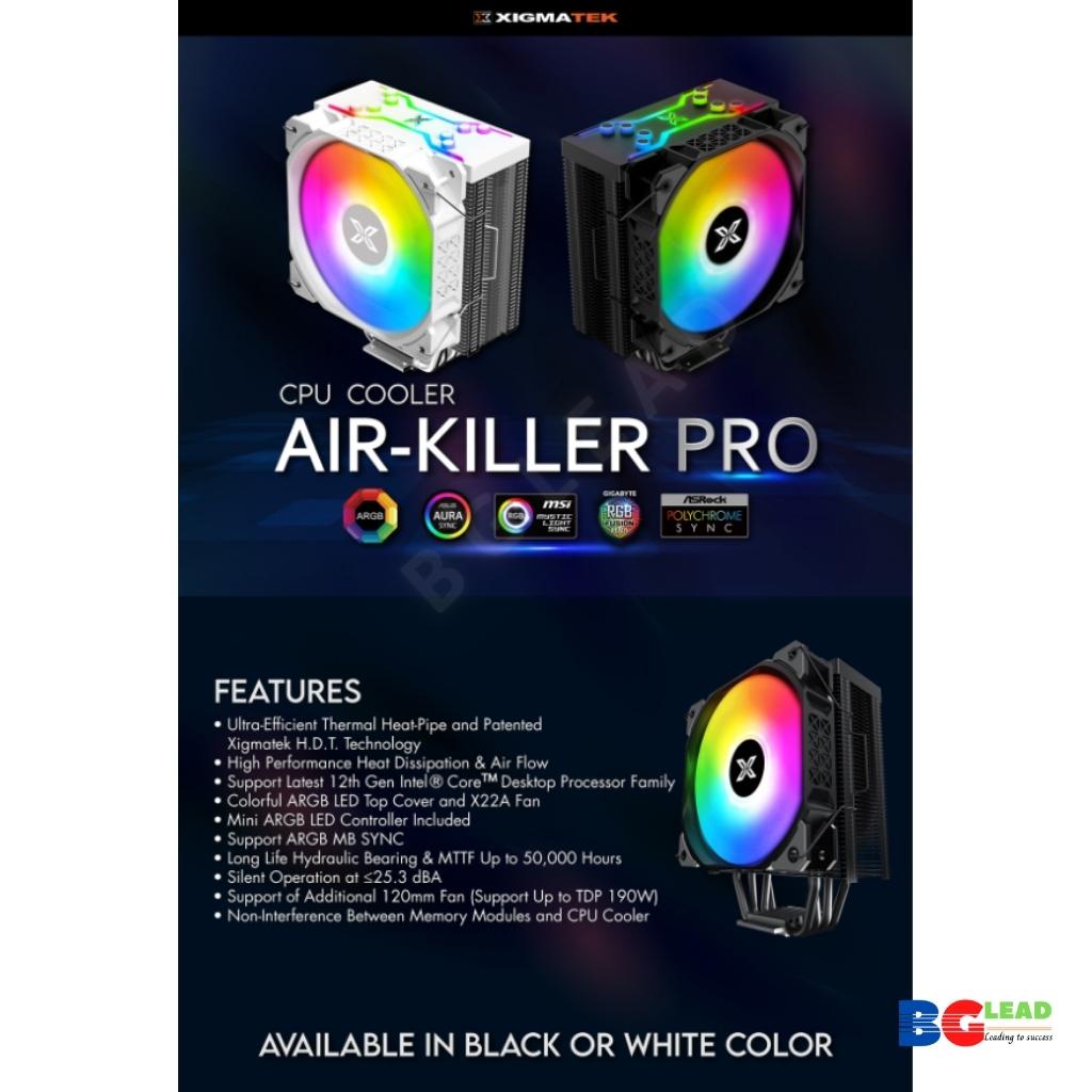 Tản nhiệt khí XIGMATEK AIR-KILLER PRO - TDP 160W / ARGB (1 FAN X22A / TOP COVER) kích thước 128 x 76 x 160mm