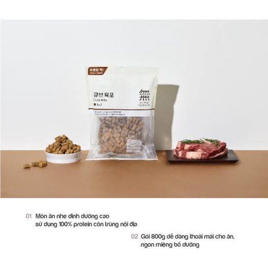 BOWWOW Cube Jerky Beef - Snack thưởng thịt bò viên cho chó