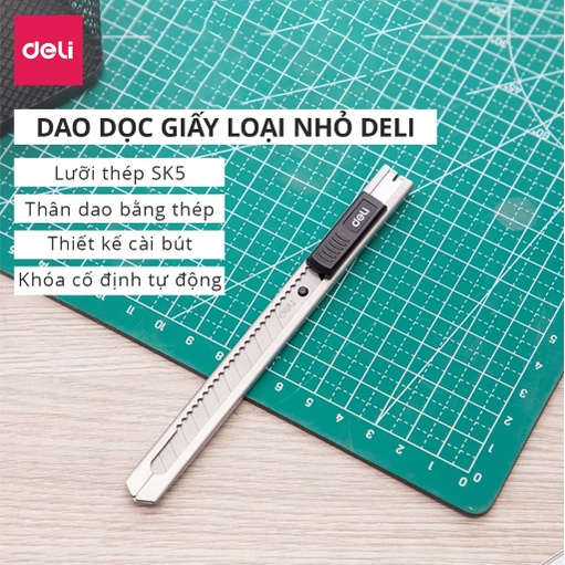 Dao rọc giấy Deli chất liệu kim loại với lưỡi thép SK5, 1 cái - 2058