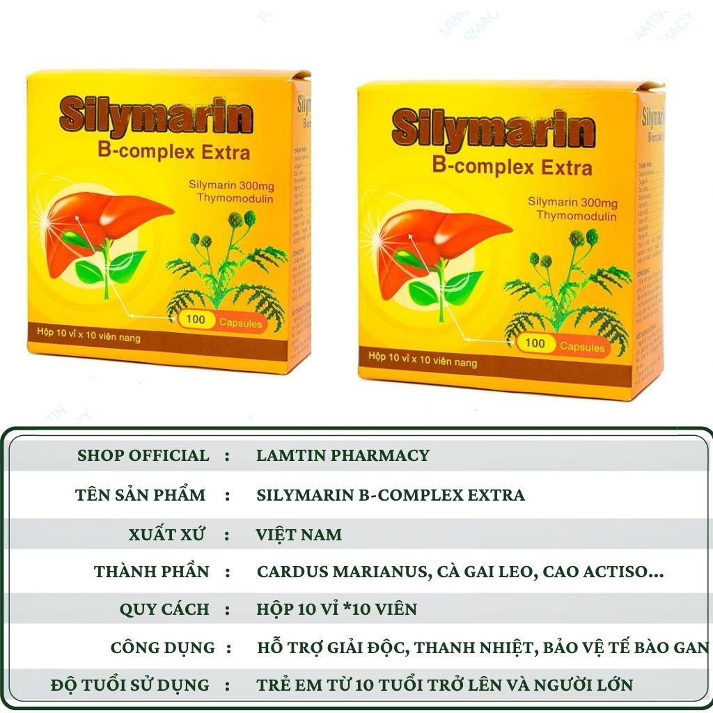 ✅(Chính Hãng)  Bổ gan Silymarin B-complex Extra giải độc gan, hạ men gan - Hộp 100 viên