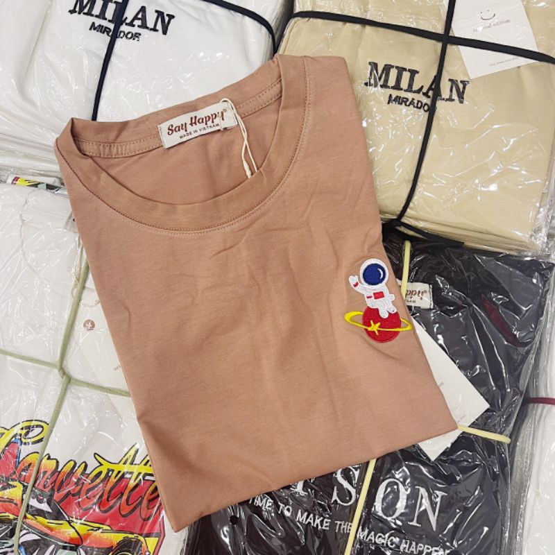 🍍Áo Thun Say Happy thêu Phi Hành Gia🍍