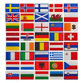 Miếng Dán Trang Trí Ba Lô / Quần Áo Khóa Dán Hai Mặt Thêu Hình Cờ Các Quốc Gia Châu Âu