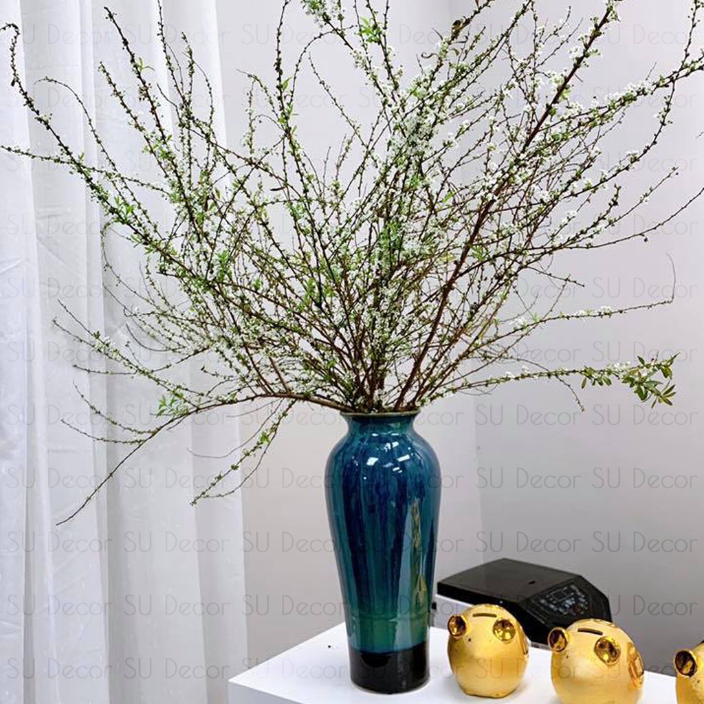 Lọ hoa sứ dáng đùi dế men hỏa biến Bát Tràng cao 34cm