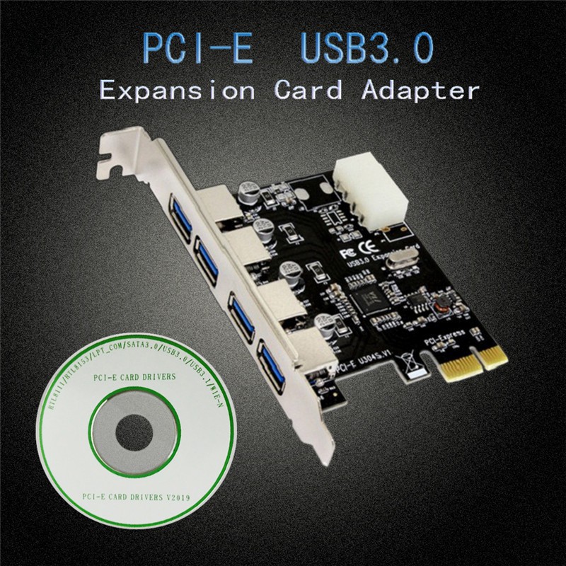 Bộ thẻ hub PCIE mở rộng với 4 cổng USB 3.0 kèm phụ kiện chuyên dụng