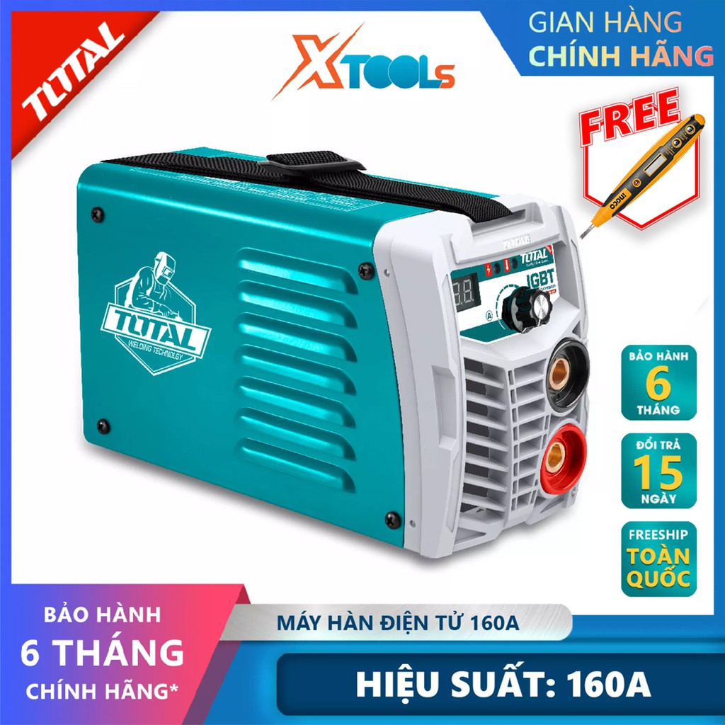 Máy hàn điện tử TOTAL TW21606 Thiết bị hàn điện tử Inverter MMA 85V Điện áp ra tối đa 160A Kích thước que hàn 1.6 - 4.0