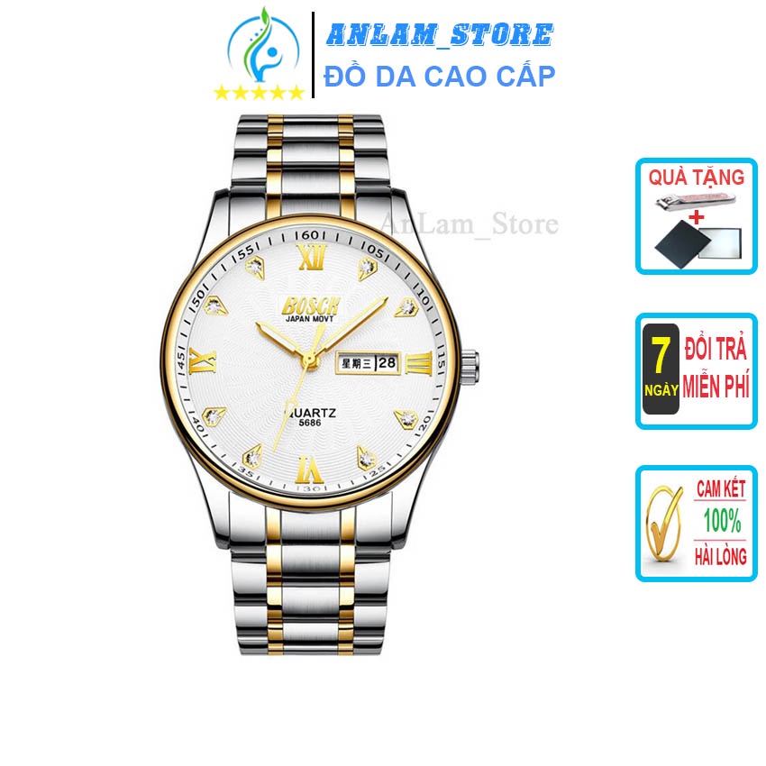 [ Siêu Đẹp ] Đồng Hồ Nam Thời Trang BOSCK Chống Nước Siêu Bền Dây Kim Loại Cao Cấp Chính Hãng
