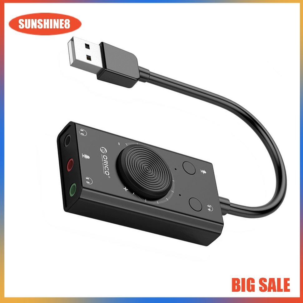 【SUN】USB External Sound Cards 3 Ports Microphone Output Volume No Driver