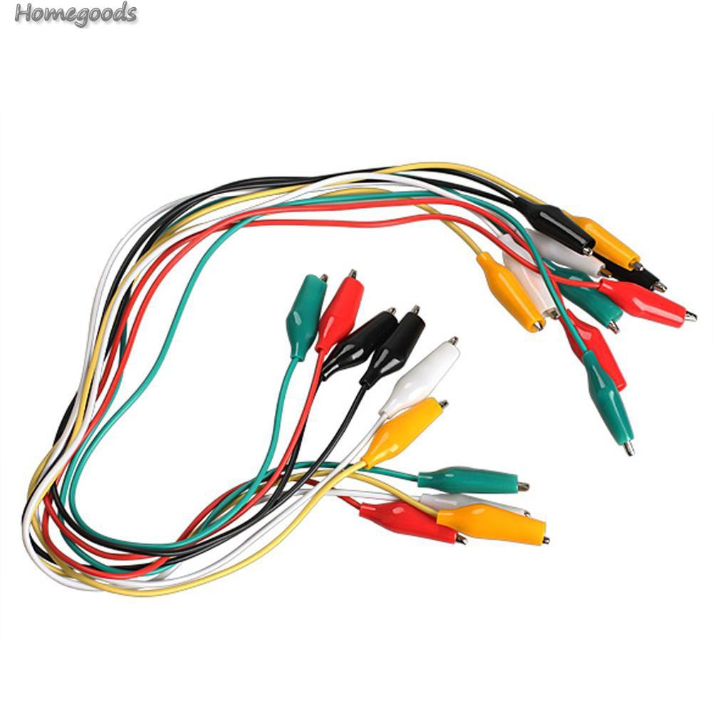 Home-10pcs Colorful Crocodile Clips Cable Double-ended Jumper Test Leads Wire-Goods