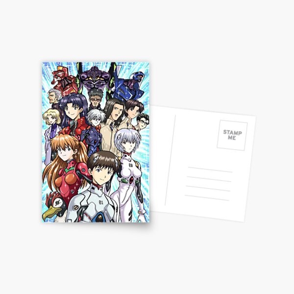 Hộp ảnh postcard in hình Neon Genesis Evangelion TÂN THẾ KỶ anime chibi kèm sticker xinh xắn bưu thiếp độc đáo