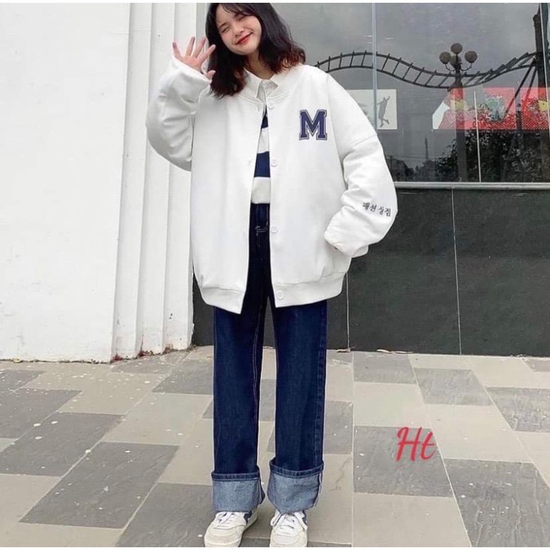 Áo khoác bomber M tay chữ hàn HT0721