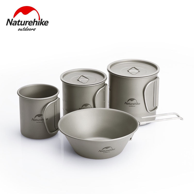 Cốc titanium, bát ăn titanium dã ngoại cao cấp siêu nhẹ Glamping NatureHike NH20CJ004 | NH20CJ005