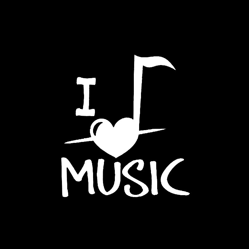 Decal Dán Trang Trí Xe Hơi In Chữ I Love MUSIC 13.6cm X 15CM