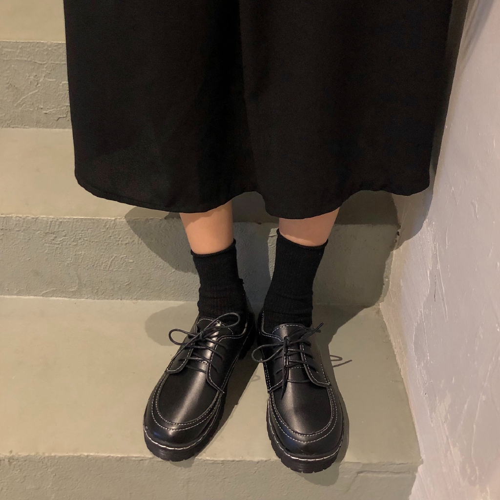 Giày da nữ kiểu dáng retro phong cách Hàn Quốc