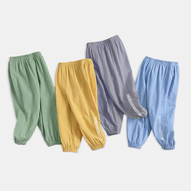 Quần Dài Đến Mắt Cá Vải Cotton Mỏng Chống Muỗi Phong Cách Mùa Hè Mát Mẻ Cho Bé Trai Và Bé Gái