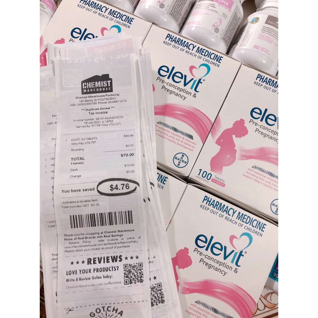 Vitamin Tổng Hợp Elevit Cho Mẹ Bầu 100 Viên