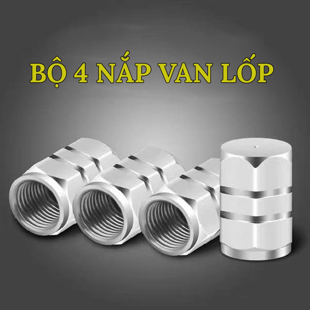 Bộ 4 Nắp Van Lốp Xe Ô Tô Chất Liệu Hợp Kim Nhôm