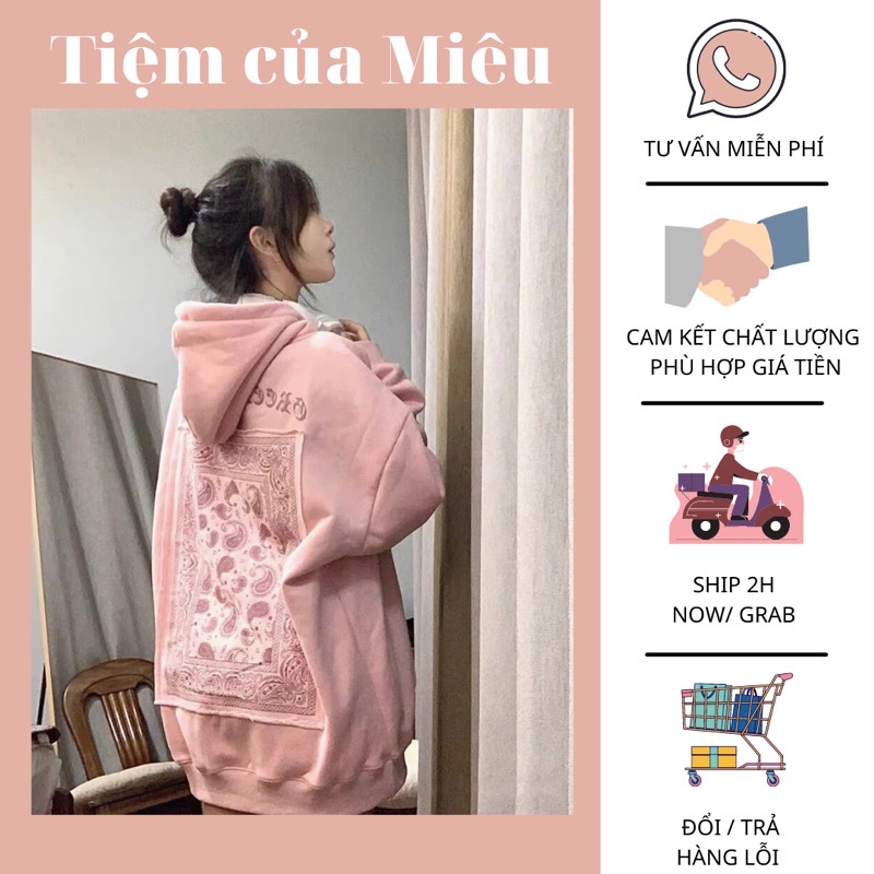 Áo hoodie hồng thêu hoạ tiết sau Tiệm Của Miêu | WebRaoVat - webraovat.net.vn