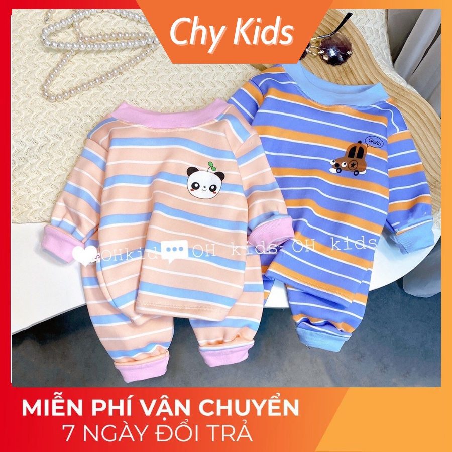 Bộ Nỉ Thu Đông Bé Trai Và Bé Gái,Bộ Quần Áo Thu Đông Dài Tay Cho Bé Hoạ Tiết Chât Liệu Nỉ Bông Từ 5-22 Kg