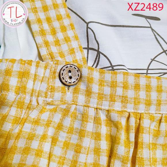 Thời Trang Trẻ Em -Set yếm kèm áo ca rô dễ thương – Quần Áo Bé Trai - Bộ Bé Trai - Quần Áo Bé Gái - Bộ Bé