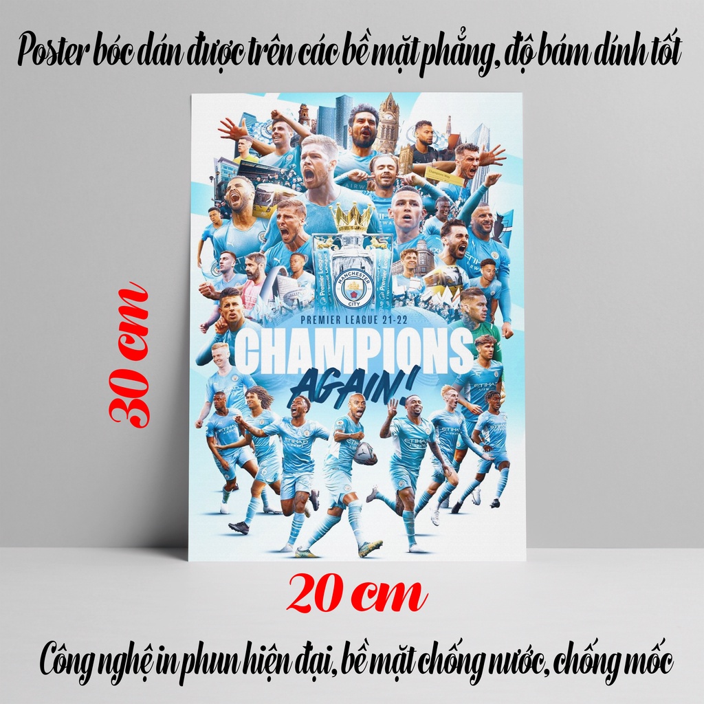 Poster Manchester City Dán Tường Cực Đẹp, Poster Bóng Đá Có In Theo Yêu Cầu