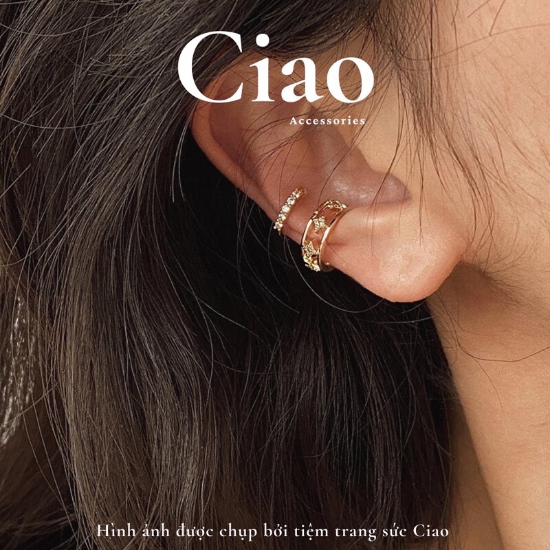 Set 2 khuyên vành tai/ Kẹp vành tai thiết kế lấp lánh không cần xỏ lỗ Ciao accessories