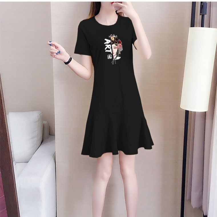 Đầm Thun Cotton Đuôi Cá Dáng Rộng Thời Trang Mùa Hè Cho Nữ