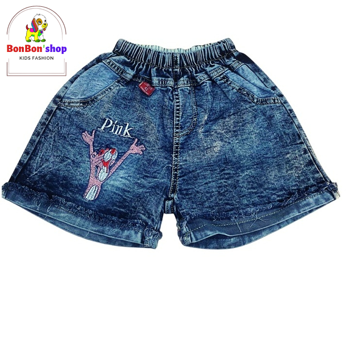 (ảnh tự chụp 100%) Quần đùi jean cho bé gái xuất khẩu vải mềm co giãn họa tiết BONSHOP-QJ02