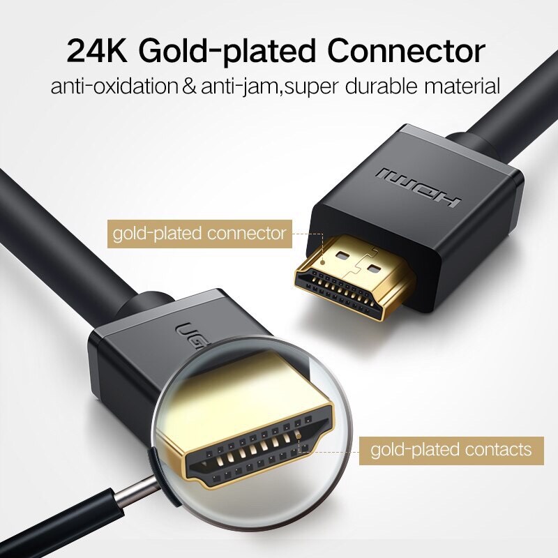 Cáp HDMI UGREEN 1m 2m 3m 5m 10m 15m 2m 30m HD104 hỗ trợ 3D, full HD 1080p - Hàng Chính Hãng