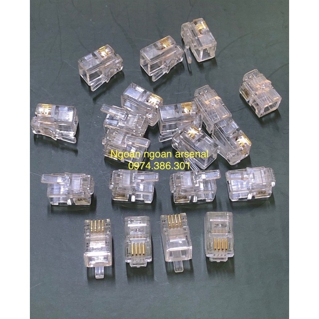 Hạt điện thoại 4 chân RJ11, 4 chân nhỏ RJ9, 6 chân RJ12 chân đồng