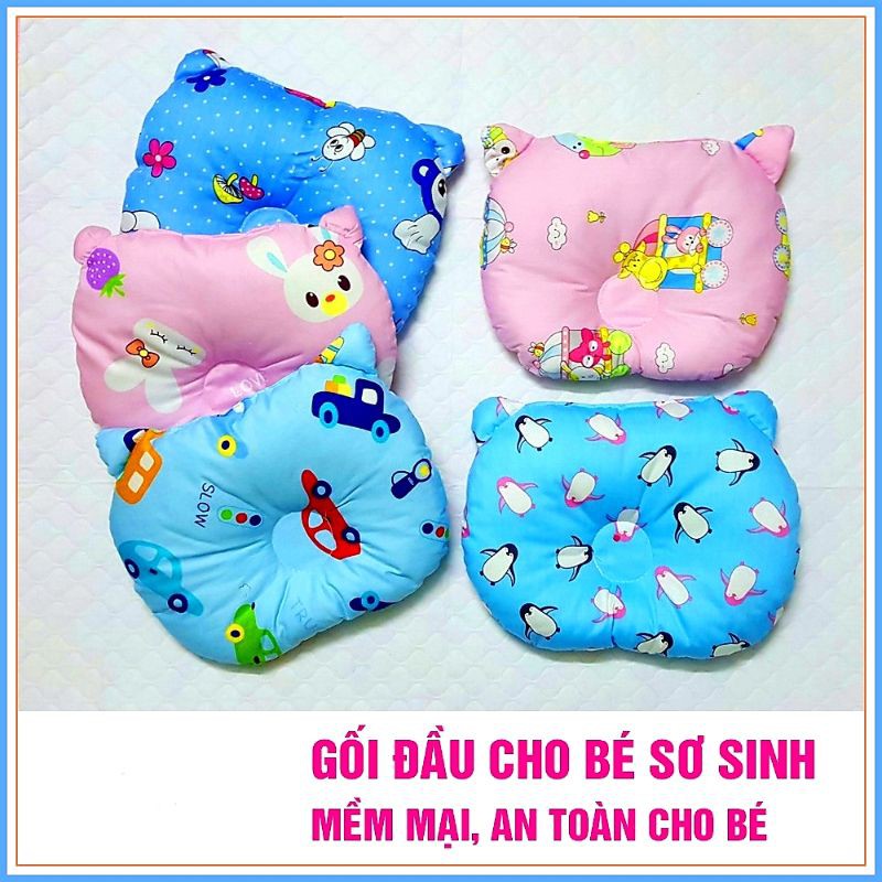 [Mã 267FMCGSALE giảm 8% đơn 500K] Gối cotton vải thô lụa Hàn cho bé sơ sinh lõm/ gối bằng - loại đẹp