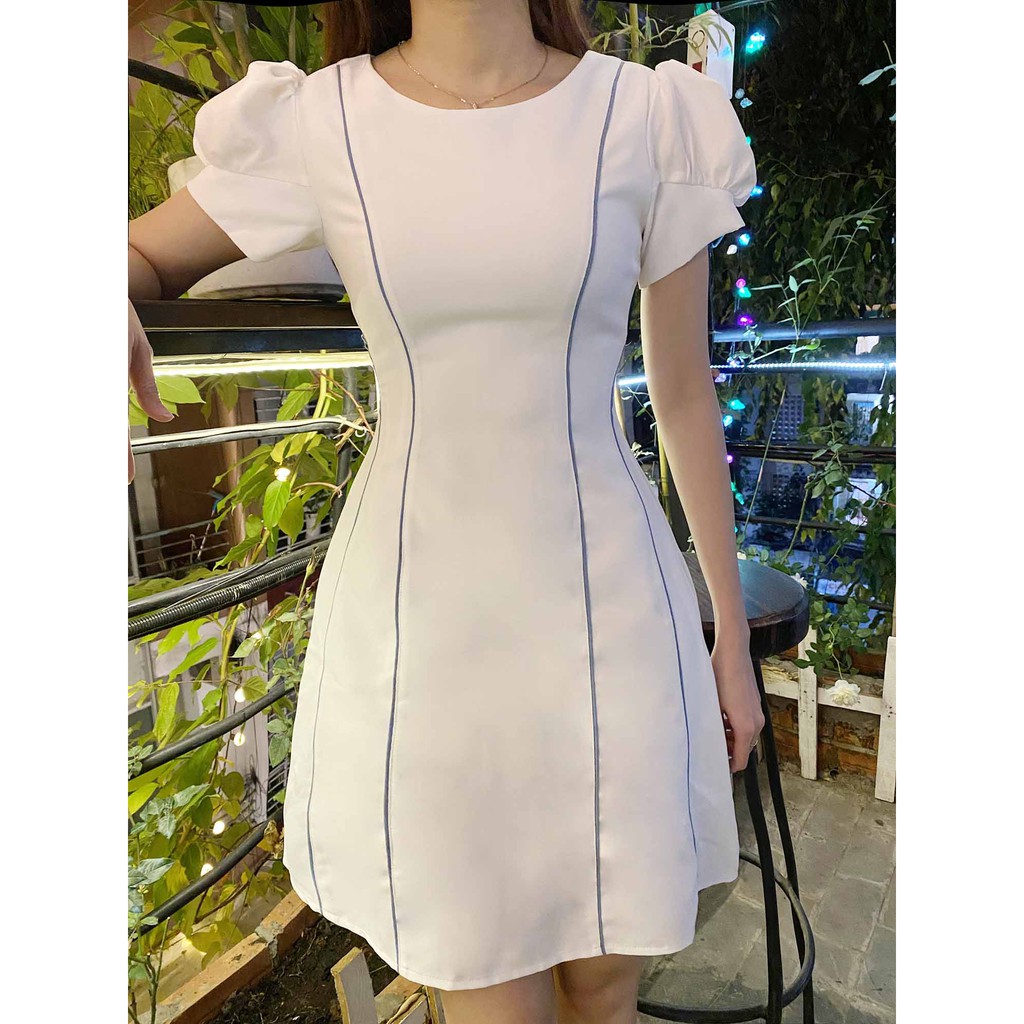 Đầm trắng dự tiệc nữ thiết kế chữ a tay ngắn thời trang nữ công sở đi tiệc đi làm cao cấp sang trọng may 2 lớp - Lux W | BigBuy360 - bigbuy360.vn