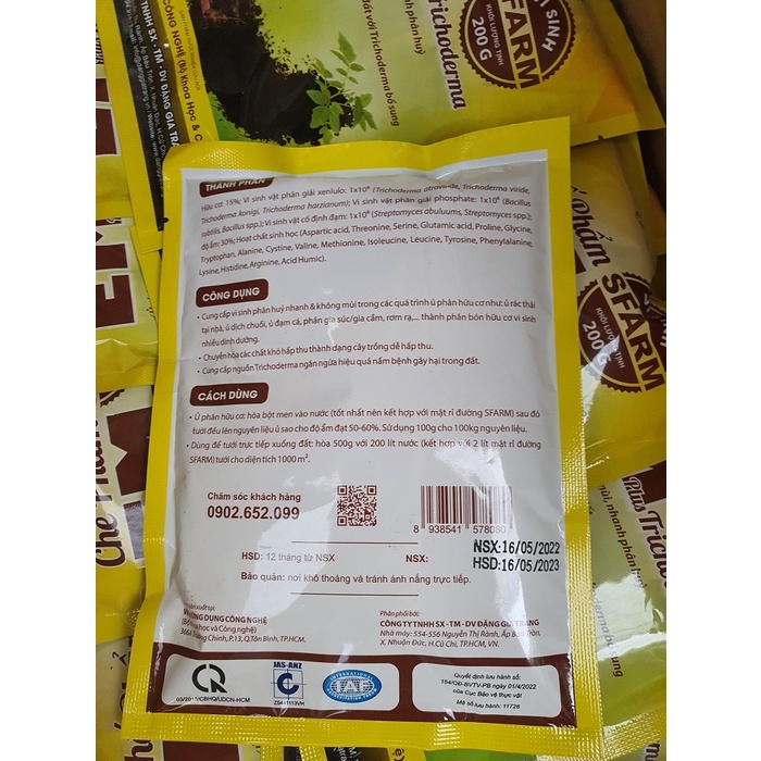 Chế Phẩm EM Plus Trichoderma Sfarm 200g phân huỷ nhanh và không mùi - Siêu Sale