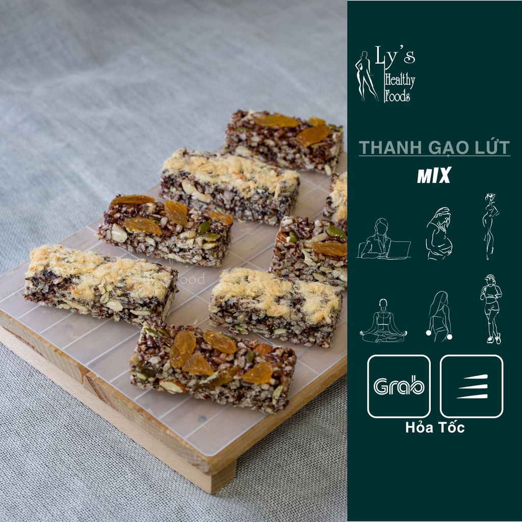 THANH GẠO LỨT ĂN KIÊNG MIX CHÀ BÔNG GÀ và NHO KHÔ - THANH HẠT NGŨ CỐC DINH DƯỠNG - LYS FOOD
