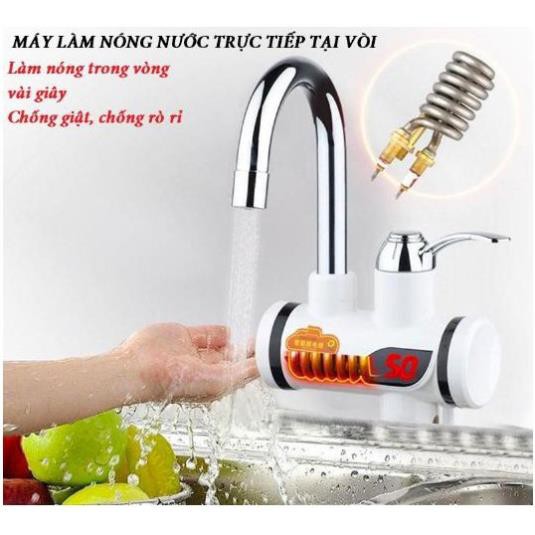 Máy làm nóng nước trực tiếp tại vòi [FREE SHIP] Hàng nhập khẩu nguyên chiếc - Tặng kèm đồ lắp và đầu nối Flex 360 Độ